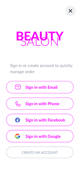 Authorization screen of OneEntry Service React Native template
