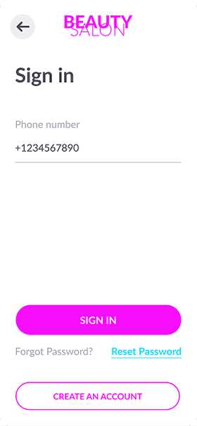 Sign in screen of OneEntry Service React Native template