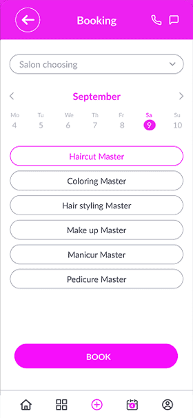 Booking screen of OneEntry Service React Native template