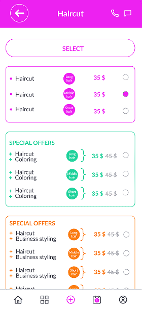 Services screen of OneEntry Service React Native template