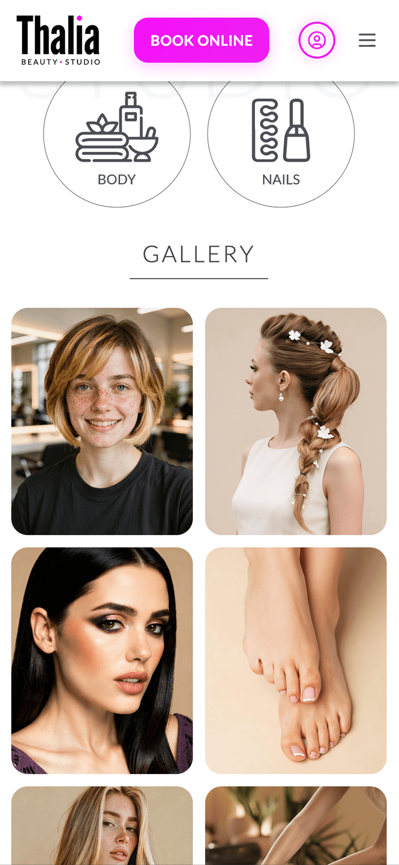 Home gallery screen of OneEntry Service React Native template