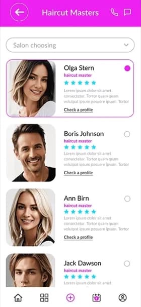 Masters screen of OneEntry Service React Native template