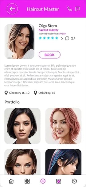 Master profile screen of OneEntry Service React Native template