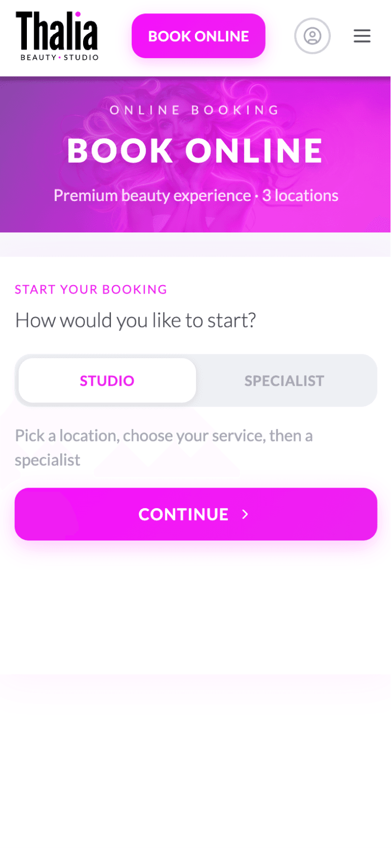 Online booking screen of OneEntry Service React Native template