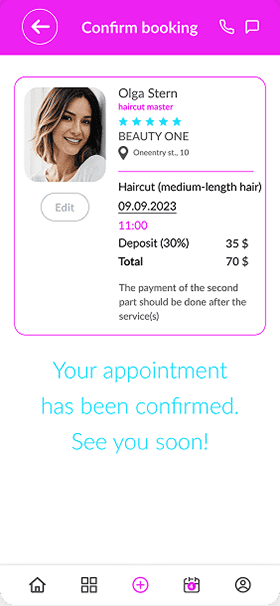 Confirmation screen of OneEntry Service React Native template