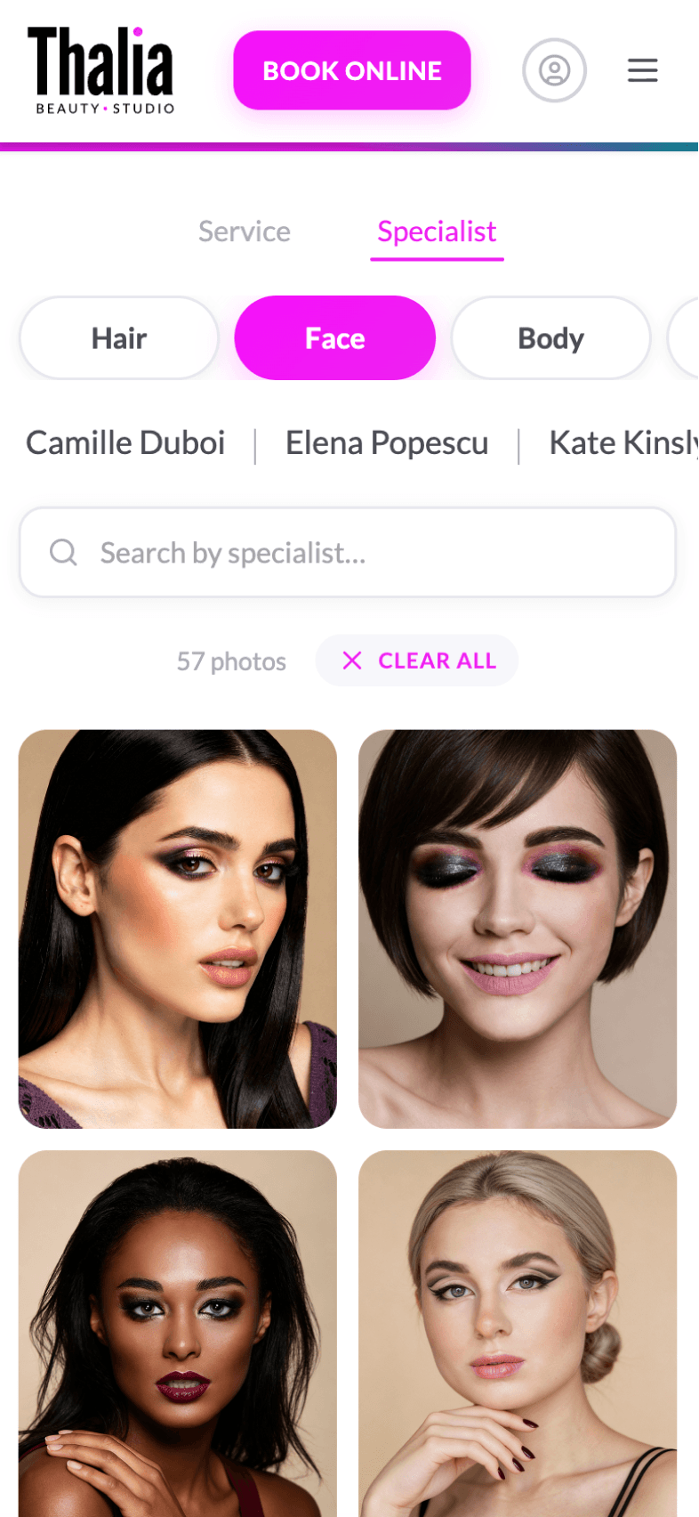 Specialist gallery screen of OneEntry Service React Native template