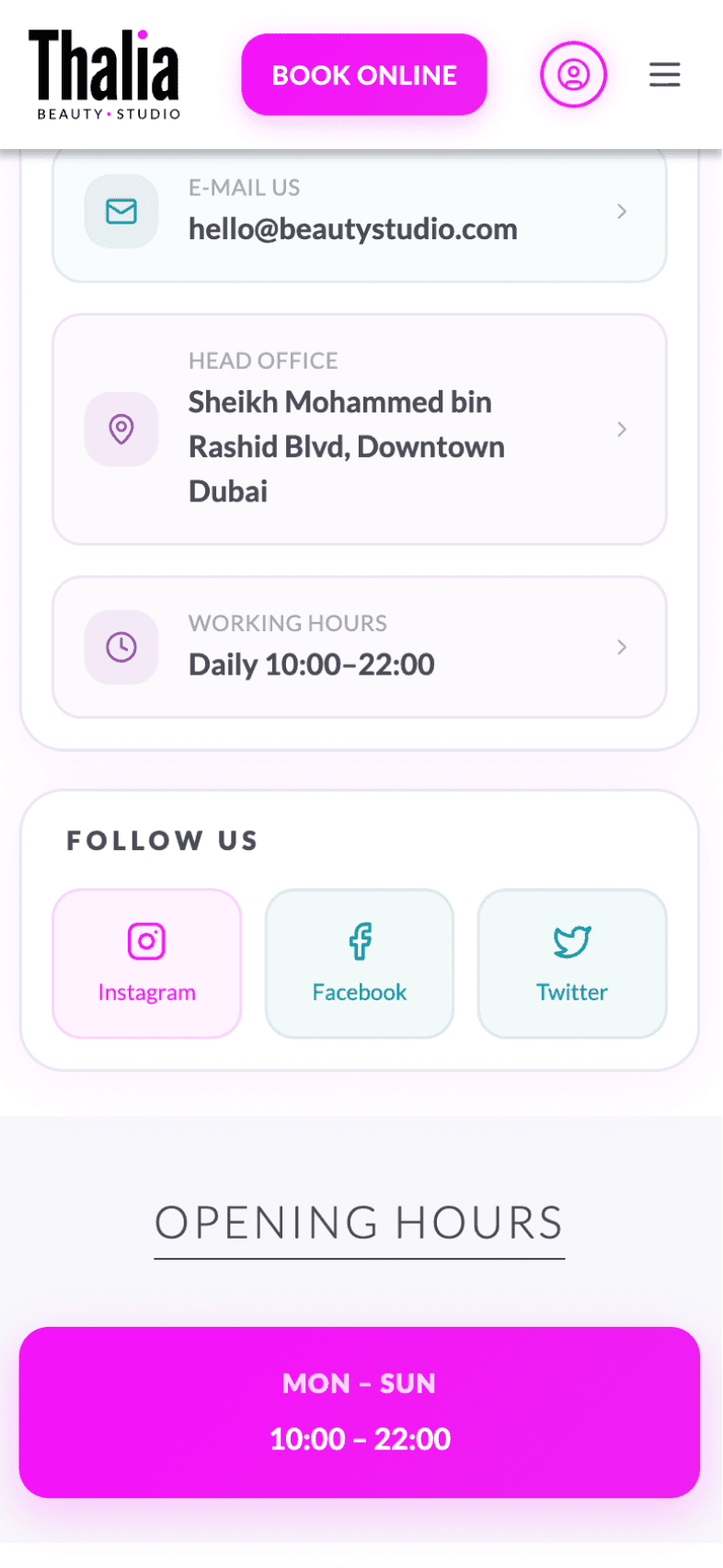 Contacts · Map screen of OneEntry Service React Native template